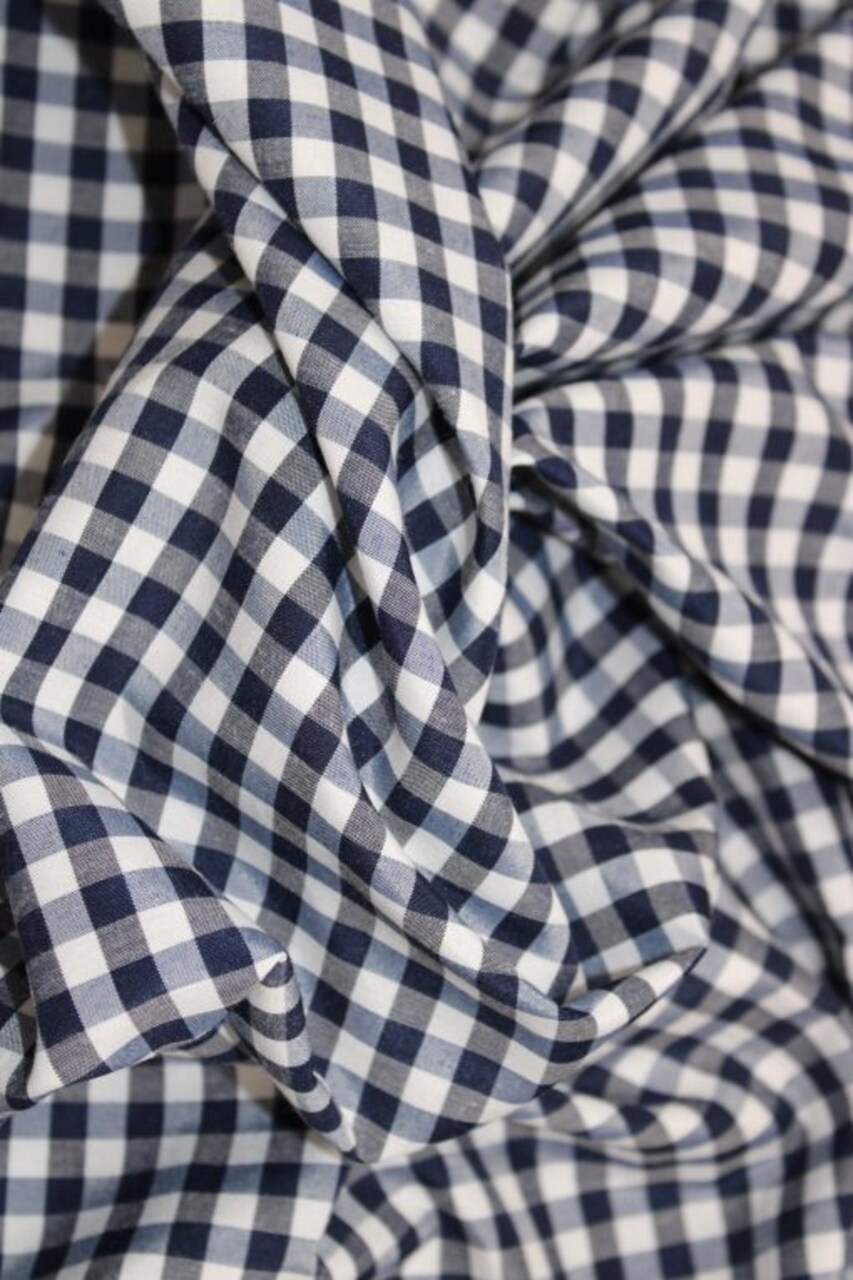 1 Yard Navy Blue 1/8″ Gingham Checkered Poly Cotton Fabric Non-Stretch Dressmaking Cloth 58/59 Inch Wide